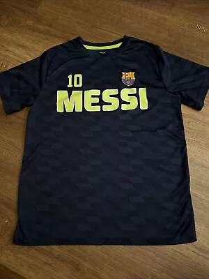 FCB  #10 Messi Youth Large Soccer Futbol Jersey Blue Tshirt Top Boys D423 • $22.14