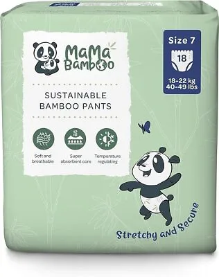 Mama Bamboo Mama Bamboo Eco Nappy Pants - Size 7+ (XX-Large Plus) 850g-6 Pack • £54.03