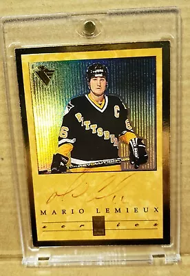 1995-96 Donruss Elite Mario Lemieux Series Autograph Auto 620/1066 • $150