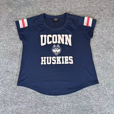 UCONN Huskies Shirt Womens Extra Large Blue Jersey With Iridescent Sequins XL • $29.98