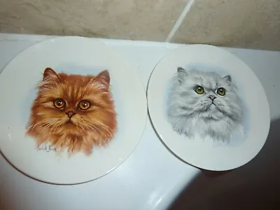 £29.50 • Buy Poole Pottery 15.2 Cm Plates With Ginger Cat & Persian Cat Images By Derick Bown
