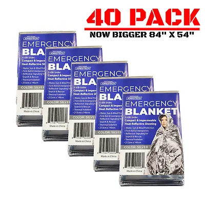 40 PACK • Emergency Mylar Solar Blanket Survival Safety Insulating Thermal Silve • $25.99