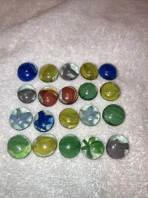 Vintage Flat Cats Eye Flat Marbles Lot Of 20 Various Colors • $15