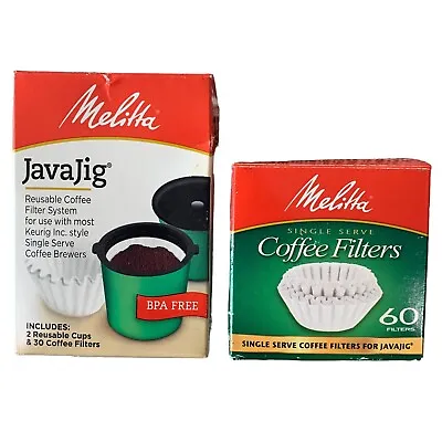Melitta Java Jig 2 Reusable Cups With 90 White Paper Replacement Coffee Filters • $7.95