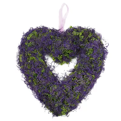 Northlight Purple Moss Green Twig Valentine's Day Heart Wreath 14.5-Inch Unlit • $23.68