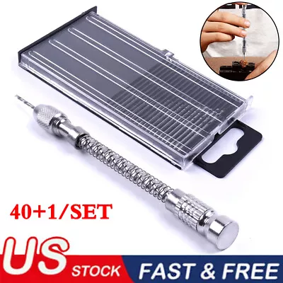 40pcs Micro Twist Drill Bits HSS Twist Tools W/ 2mm Swivel Head Pin Vice Holder • $13.97