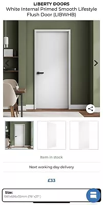 White Door Smooth Primed Flush Internal Door 1981x686x35mm • £19.99