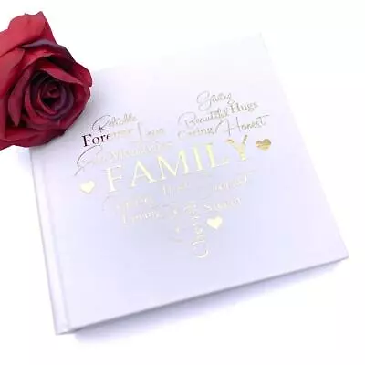 Family Themed  Photo Album For 50 X 6 By 4 Photos Gold Print • £14.99