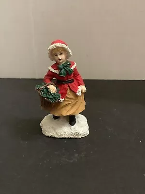 1995 Mervyns Village Square Girl With Basket Of Holly Figurine • $8.44