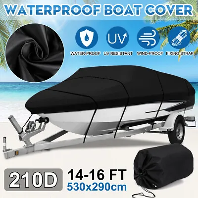 £58.56 • Buy 14-16ft Heavy Duty Trailerable Boat Cover V-Hull Speedboat Waterproof 