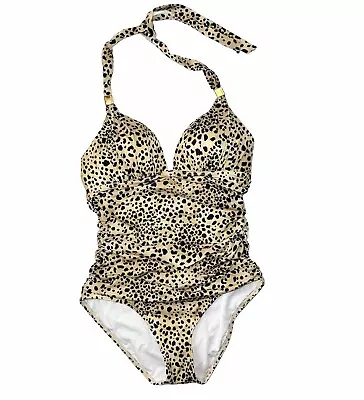 Victoria's Secret The Forever Sexy Animal Print Halter Ruched 1 Piece Swimsuit L • $31.49