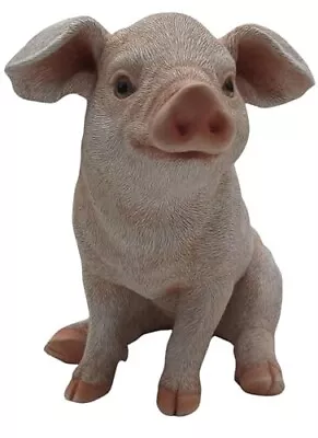 Amazingly Detailed Hand Painted 30cm Cute Piglet Resin Statue - Pig Ornament • £23.99