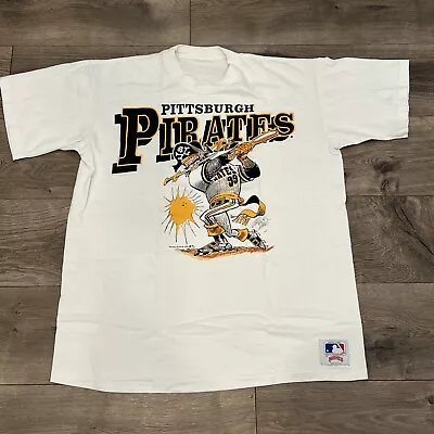 VTG 90s Nutmeg Pittsburgh Pirates Jack Davis Single Stitched Shirt Tee 1990 • $100
