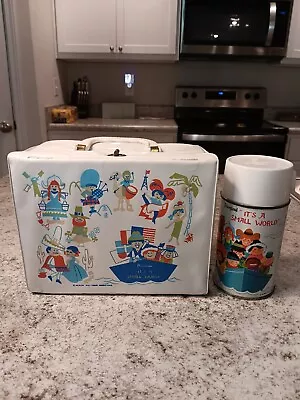 1964 It's A Small World Vinyl Lunch Box & Thermos * Vintage * Lunchbox Kit RARE • $99.99