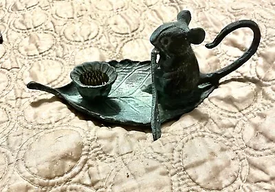 Vintage Bronze Mouse On Lilly Pad Flower Frog • $14.99