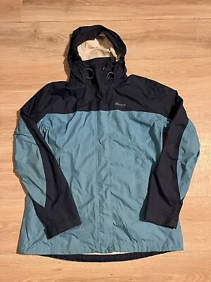 Marmot Precip Rain Jacket Waterproof Blue Hooded Full Zip Hiking Men’s Large • $29.99
