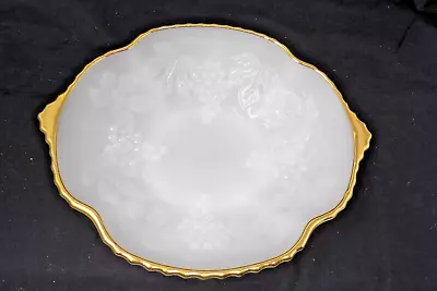 Vintage Anchor Hocking Milk Glass Grape Pattern Fruit Bowl W/Gold Trim • $3.50