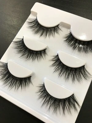 $4.99 • Buy Eyelashes 3 Pairs  Luxurious Real Mink Natural Long Thick Cross False Eye Lashes