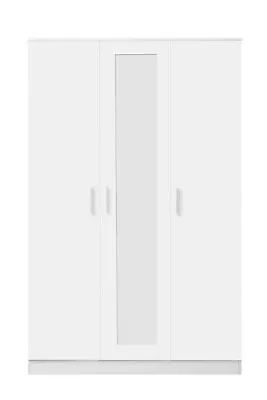 REFLECT 3 Door Mirror Bedroom Furniture Wardrobe In Gloss White & Matt White NEW • £234.99