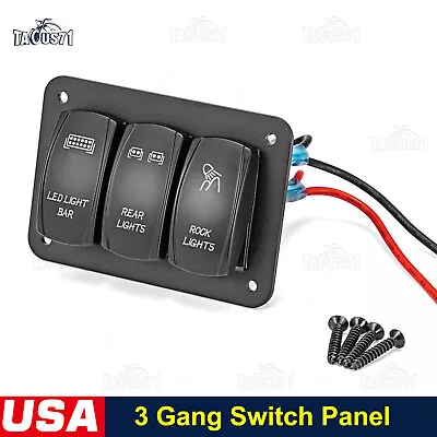 3 Gang Toggle Rocker Switch Panel 12V-24V For Car Boat Marine RV Truck Blue LED  • $16.95