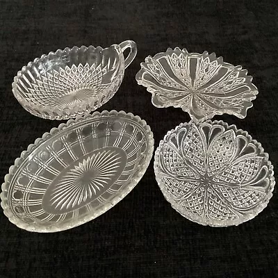 Antique Davidson Reg Numbered Pressed Glass Small Bowls Dishes • £15