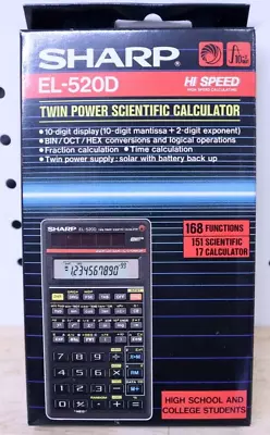 NEW NOS - Vintage Sharp EL-520D Scientific Calculator Brand New With Manual USA • $16.99