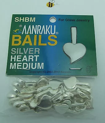 25 Aanraku HEART BAILS Medium Silver Plated Fusing Supplies Glue On Jewelry • $13.95