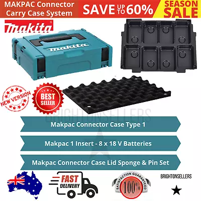 Makita Makpac Case 1 With 8 X 18V Makpac115 Tool Box Battery Storage Lid Sponge • $94.40