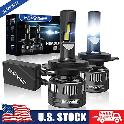 BEVINSEE H4 9003 LED Headlight Hi/Low Beam Conversion Bulbs 22000LM Bright White • $45.99