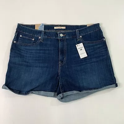 Levi's Women's Shorts 18 Mid Length Blue Jean Denim Cuffed Shorts 18 W34 • $20