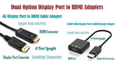 4K Display Port DP To HDMI Cable 2160P & 1080P 60Hz HDR Audio Video PC Adapters • $13.99