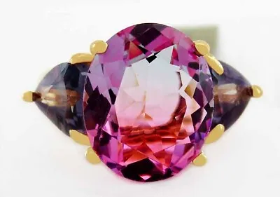 LAB CREATED  5.73 Cts  TOURMALINE & ALEXANDRITE RING 10K GOLD - New With Tag • $0.99