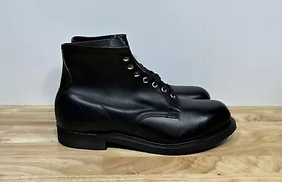 Vtg Knapp USA Leather Black Ankle Boots Motorcycle Steel Toe Military Size 10 • $99