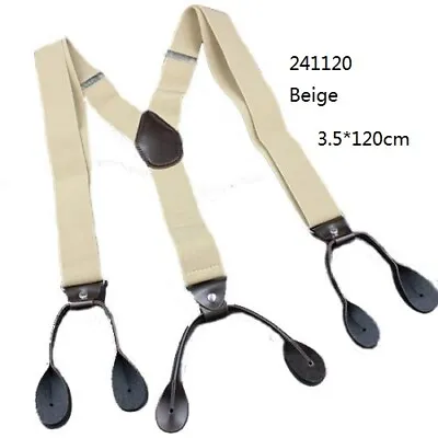 1PC Polyester Fiber  Button Holes Link Men's Suspenders-Beige 620-1100mm Adjust • $6.40