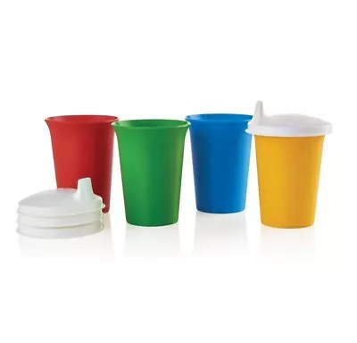 Tupperware Vintage Colors Kids 7oz Bell Tumblers 4pc+4pc White Sipper Seals NEW • $28.99