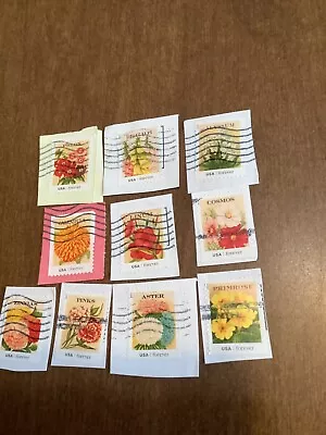 46c Vintage Seed Packets 10 Stamps On Paper Plus Bonus • $2.55