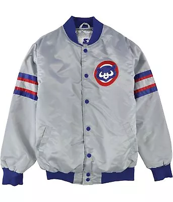 STARTER Mens Chicago Cubs Satin Varsity Jacket Grey Large (Regular) • $211.99