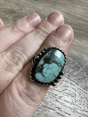 Vintage Southwestern Jewelry Ring Turquoise Silver Size 6 Jewelry Bin 53 • $42