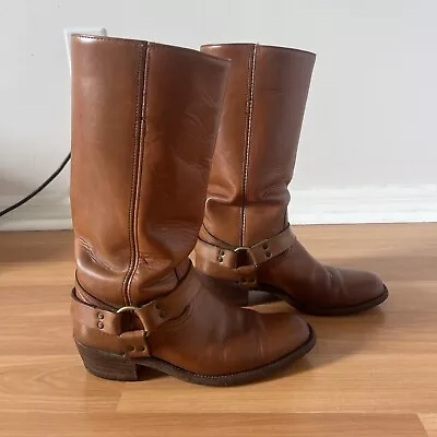 Frye Men's Boots Size 9D Engineer Tobacco Brown Vintage USA Leather • $140