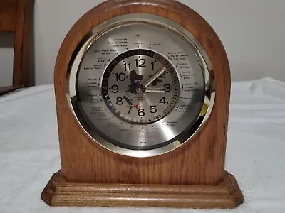Vintage VERICHRON GMT World Time Quartz Mantel Wooden Clock Red Airplane 9.8  • $20