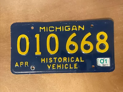 2001 Michigan License Plate Historical Vehicle # 010 668 • $12.74