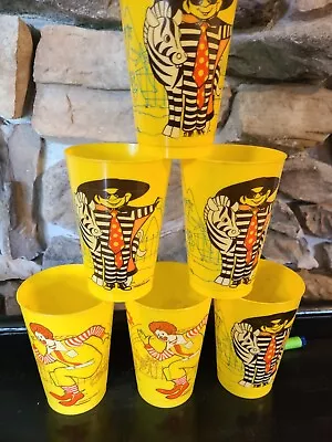 McDonald's 1978 McDonaldland Yellow Plastic Cups Tumblers Glasses Lot Of 6 • $22.95