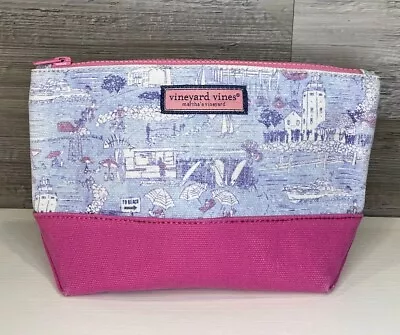 Vineyard Vines Martha’s Vineyard Pink Beach Nautical Make Up Bag Pouch Zip Top • $20.99