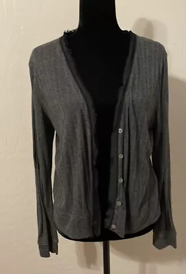 Vera Wang Button Cardigan Raw Hems 21” P2P Large • $8.50