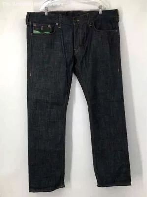 True Religion Mens Black Dark Wash Coin Pocket Denim Straight Jeans Size 42 • $20.50