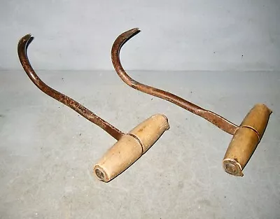 Matching Vintage Hay Hooks With Wood Handles Farm Ranch  Brand Kortick ?? • $12