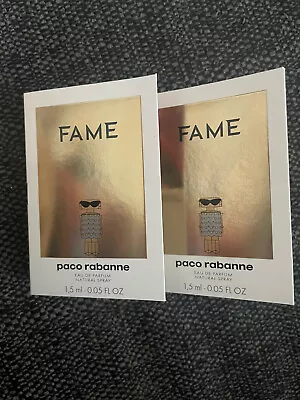 2 X Paco Rabanne Fame Eau De Parfum Ladies Fragrance For Her 1.5ml Sample • £5.25