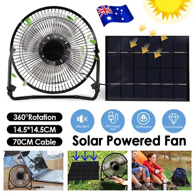 50W Solar Panel Powered Mini Portable USB Fan Cooling Ventilation Home Camping • $14.19