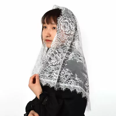 Women Lace Mantilla Mass Head Covering Catholic Church Chapel Veil 2 Colors • £8.39