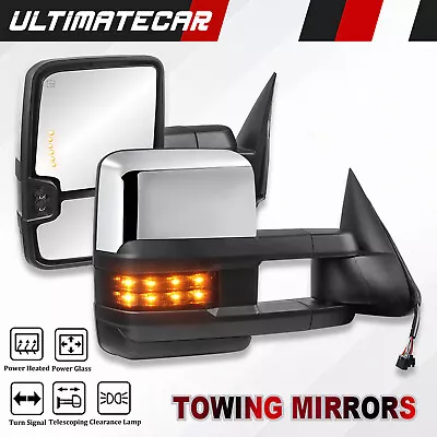 Pair Chrome Power Heated Tow Mirrors For 1999-2002 Chevy Silverado GMC Sierra • $121.96